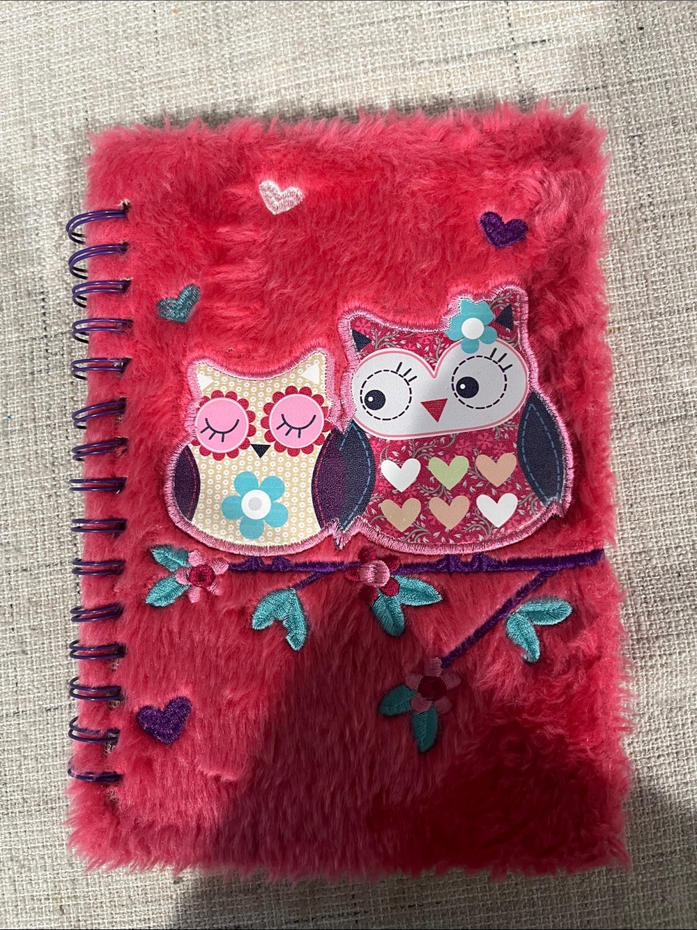 Kids Plush Owl Notebook - Pink Fuzzy Journal